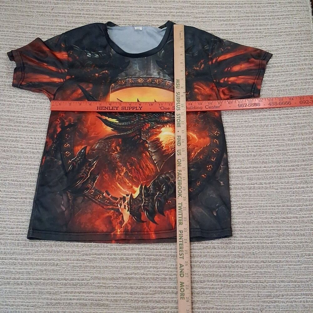FIRE DRAGON GRAPHIC ALL OVER PRINT T SHIRT MEN SHORT SLEEVE ATHLETIC MESH TOP - Picture 4 of 15